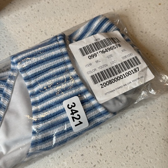 NEW J.Crew Blue White Ottoman Striped Ribbed Cheeky Bottom Swim XXL BF210 - Picture 14 of 15